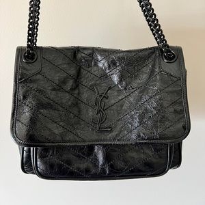 Niki Medium Crinkled Calfskin FlapTop Shoulder Bag